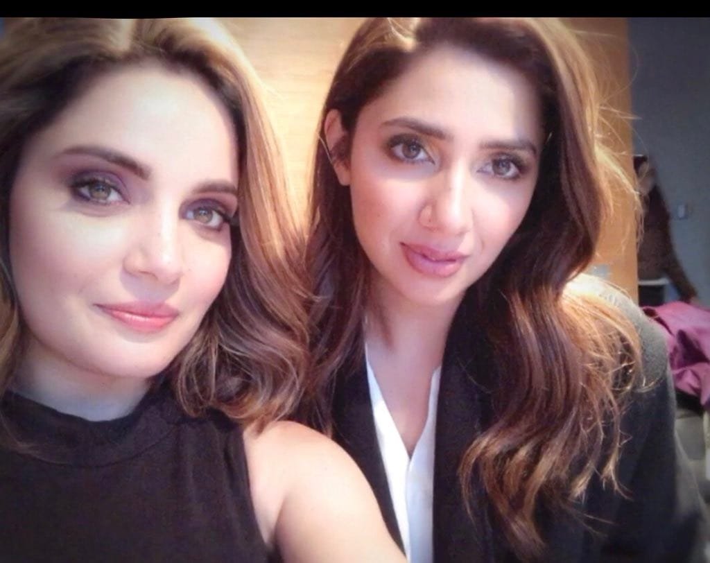 Armeena Khan and Mahira Khan at an event in 2018