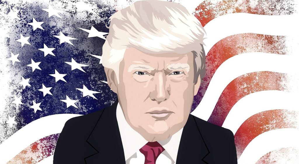 A portrait image of President Trump