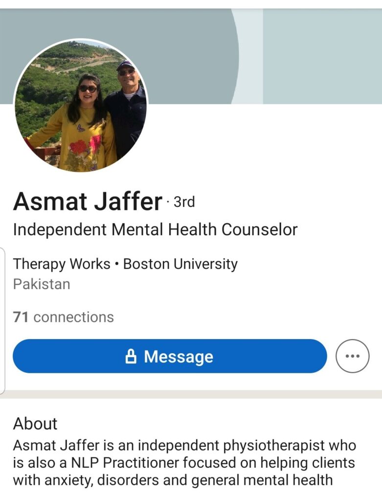 A social media profile of Asmet Jaffer who is the mother of Zahir Jaffer